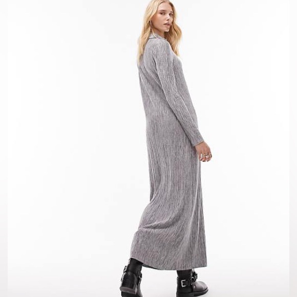 Topshop Plisse Collard Midi Column Dress - Picture 3 of 7